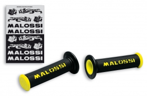 Paar schwarze Griffe mit gelbem Malossi-Logo 