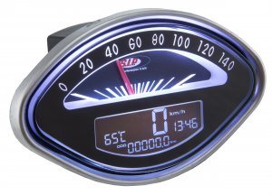Tachometer und Drehzahlmesser Schluck mit schwarzem Hintergrund für Vespa 125 GT / 150 GL / SS / VBA / VBB / Sprint / 160 GS 