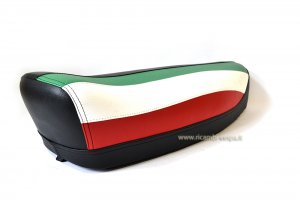 Kompletter schwarzer Sitz mit italienischer Flagge für Vespa 50/90/125 Special-Primavera-ET3 