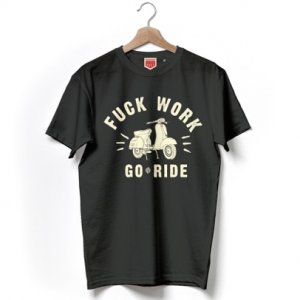 T-shirt nera &quot;Fuck work, go ride!&quot; by RDV 