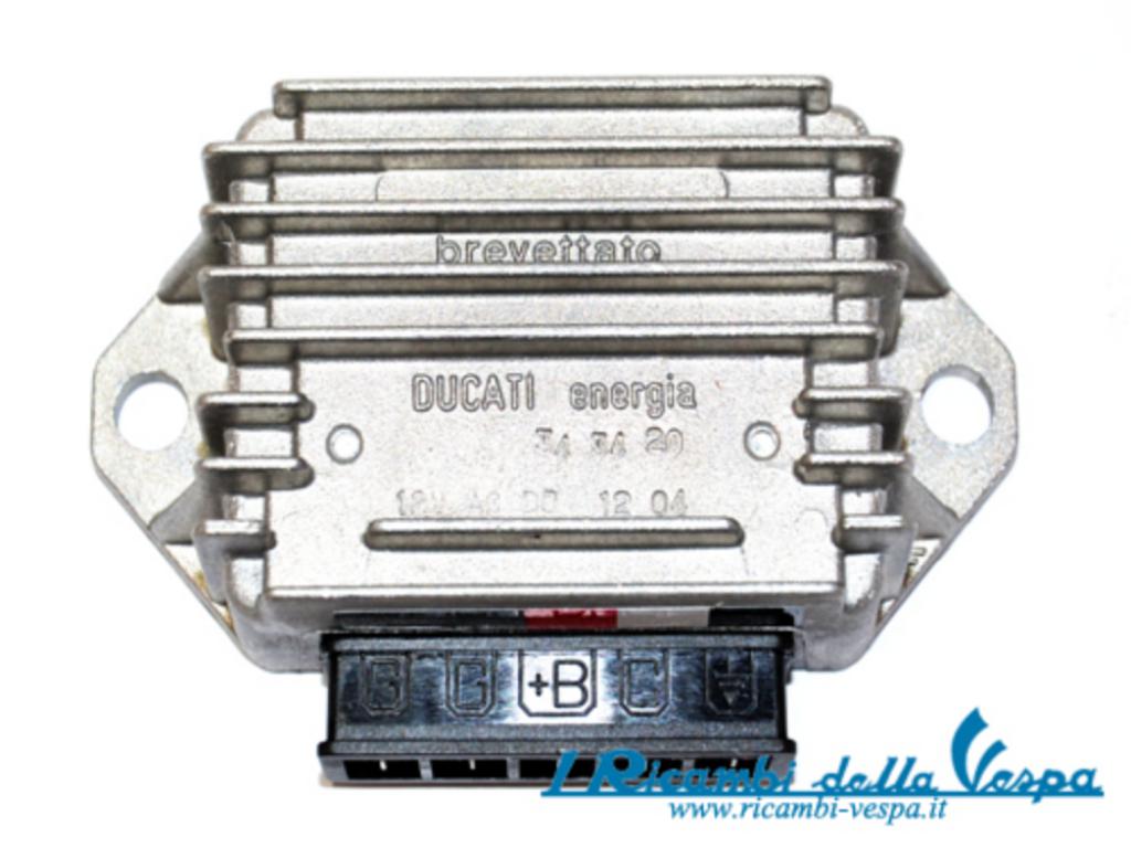 Spannungsregler DUCATI 12V/16A - c.a./c.c. (schwarze Klemmleiste) fur Vespa  125/150/200 PX-PE Arcobaleno, Ducati Energia
