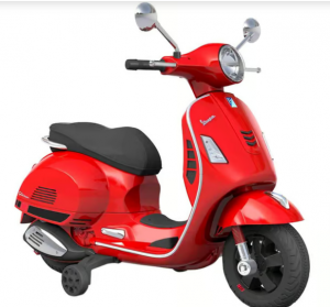 Scooter per bambini Vespa GTS 300 Super elettrico 12V di colore rosso 